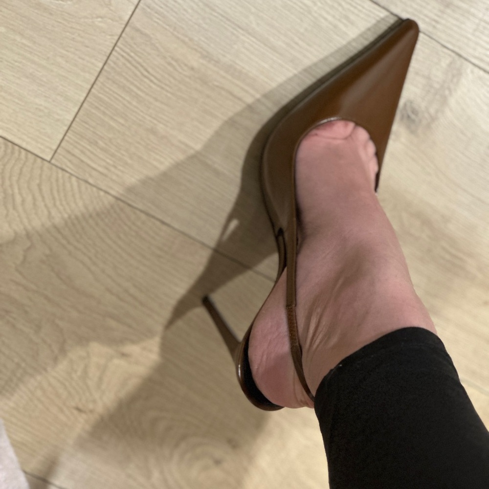 Saint Laurent Elegant Brown Slingback Heels super pointed toe. Size 40 NEW - Picture 13 of 16